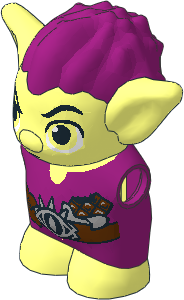 Figure Elves Goblin Body and Head with Magenta Hair and Tunic with Utility Belt, Pouch and Candy Bar Pattern