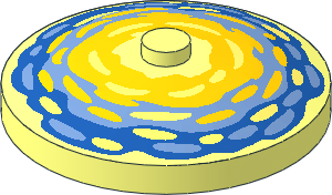 Dish  4 x  4 Inverted with Yellow Brushstrokes on Blue Background Pattern