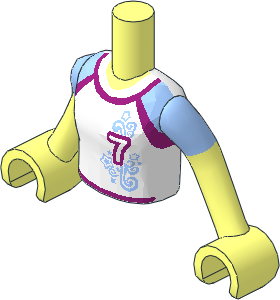 Figure Friends Girl Torso with Arms with White Soccer Jersey with Number "7" Pattern