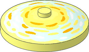 Dish  4 x  4 Inverted with Yellow, Orange and White Brushstrokes on Light Aqua Background Pattern