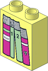 Duplo Brick  1 x  2 x  2 with Dark Pink and Light Green Books Pattern