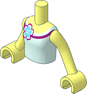 Figure Friends Girl Torso with Arms with Light Aqua Vest Top with Flower Pattern