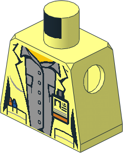 Minifig Torso with Female Grey Shirt under Laboratory Smock Pattern
