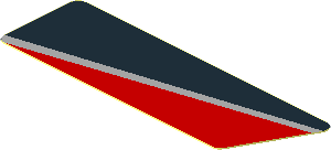 Sticker  0.8 x  2.5 with Black Trapezoid on Red Background Left