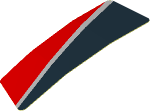 Sticker  0.8 x  2.5 with Black Trapezoid on Red Background Left (Formed)