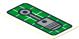 Sticker  0.9 x  1.8 with Grey Piston on Green Background