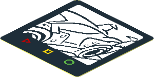 Sticker  1.8 x  1.8 with Car Detail on Black Background