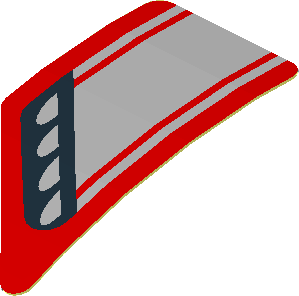 Sticker  0.8 x  1.6 with Black and Grey Headlamp on Red Background Right (Formed)