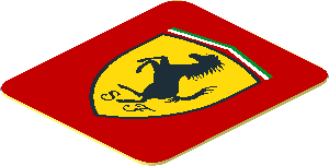 Sticker  0.9 x  0.8 with Ferrari Rounded Badge on Red Background