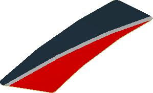 Sticker  0.8 x  2.5 with Black Trapezoid on Red Background Right (Formed)