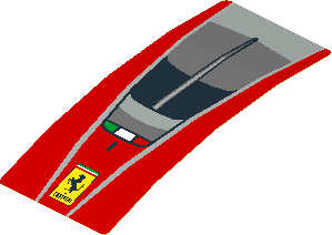 Sticker  4.0 x  1.8 with Ferrari Rectangular Badge and Black Air Vent on Red Background (Formed) (Needs Work)