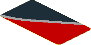 Sticker  1.0 x  1.8 with Black Trapezoid on Red Background Left