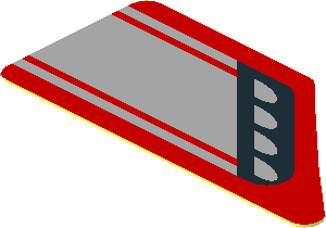 Sticker  0.8 x  1.6 with Black and Grey Headlamp on Red Background Left