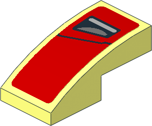 Slope Brick Curved  2 x  1 with Taillamp on Red Background Right Sticker