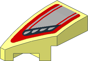 Slope Brick Curved  2 x  1 with Cutout Left with Black and Grey Headlamp on Red Background Sticker