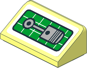 Slope Brick 31  1 x  2 x  0.667 with Grey Piston on Green Background Sticker