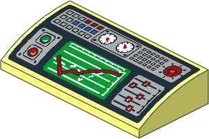 Slope Brick Curved  2 x  4 with Indicators on Black and Grey Background Sticker