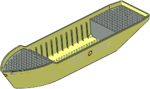 Boat Hull Floating 51 x 12 with V-shaped Stern with Light Grey Decks with "L" Logo and White "4030" Sticker