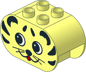 Duplo Brick  2 x  4 x  2 with Rounded Ends with Tiger Face Pattern