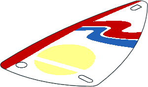 Sail  6 x 12 Triangular with Red and Blue Wavy Stripes Pattern