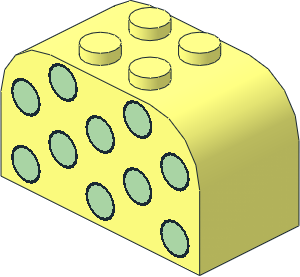 Brick  2 x  4 x  2 with Curved Top with Ten Light Green Dots Pattern