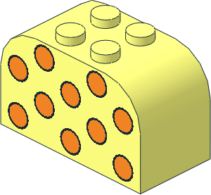 Brick  2 x  4 x  2 with Curved Top with Ten Medium Orange Dots Pattern