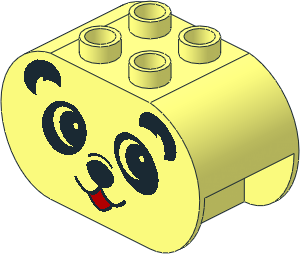 Duplo Brick  2 x  4 x  2 with Rounded Ends with Panda Face Coloured Pattern