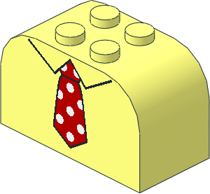 Brick  2 x  4 x  2 with Curved Top with Red Tie and White Dots Pattern