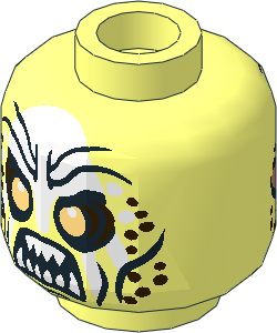 Minifig Head with LOTR Uruk-Hai Scowl and White Hand 2-Sided Pattern (Hollow Stud)