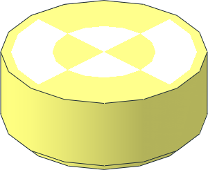 Tile  1 x  1 Round with White Quarter Circles Pattern