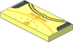 Tile  2 x  4 with Silver Chain Mail and Gold Trim and Ornaments Pattern