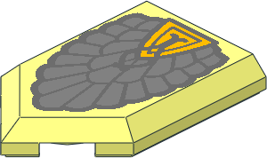 Tile  3 x  2 with Angled End with Silver Tiara and Bright Light Orange Jewel Pattern