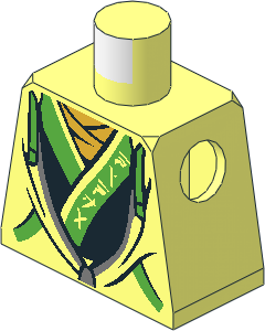 Minifig Torso with Bright Green Ties and Trim over Robe with Ninjago Logogram "NINJA" Pattern