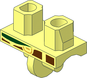 Minifig Hips with Dark Green Shirt Tail, Reddish Brown Belt and Metallic Gold Buckle Pattern