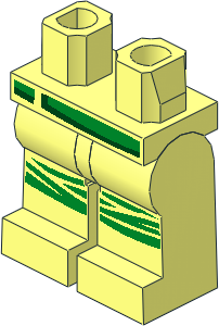 Minifig Hips and Legs with Green Belt and Knee Straps Pattern