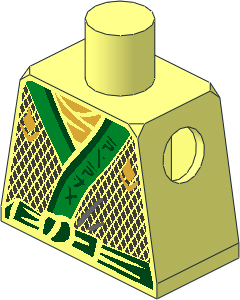 Minifig Torso with Green Robe, Gold Scarf, Green Belt, Diamonds and Green Emblem Pattern