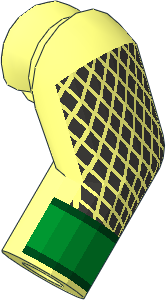 Minifig Arm Left with Green Stripes and Diamonds Pattern