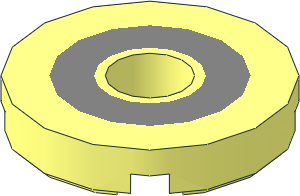 Tile  2 x  2 Round with Hole with Metallic Silver Ring Pattern