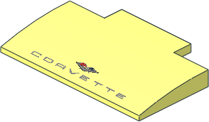 Slope Brick Curved  5 x  8 x  0.667 with Metallic Silver "CORVETTE" and Flags Logo Pattern