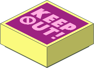 Tile  1 x  1 with Bright Pink "KEEP OUT!" on Magenta Background Pattern