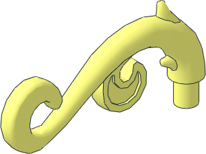 Plant Stem Curved with  2 Thorns and  2 Swirls