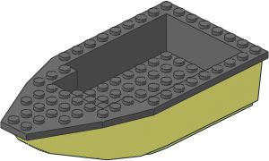 Boat Hull Floating 16 x  8 with Dark Bluish Grey Deck