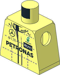 Minifig Torso with Race Suit with Mercedes Team Logos Pattern
