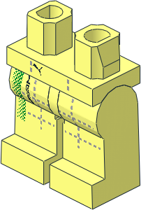 Minifig Hips and Legs with Racing Suit with Black Puma and AMG Logos, Green Halftone and Grey Dotted Lines Pattern