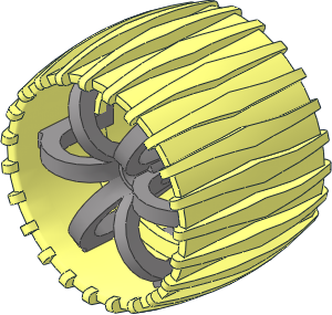 Wheel 37 x 45 Hard-Plastic with  6 Silver Curved Spokes Pattern