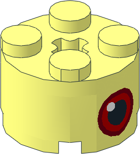 Brick  2 x  2 Round with Red and Black Eye with White Dot Pattern