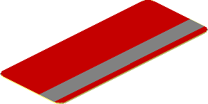 Sticker  1.9 x  0.8 with Metallic Silver Right Stripe on Red Background