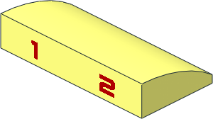 Slope Brick Curved  2 x  4 with Underside Studs with Red "1" and "2" Pattern