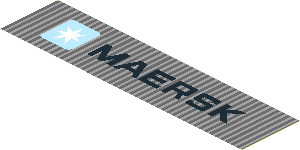 Sticker  1.9 x  7.9 with Maersk Logo, "MAERSK" and Dark Bluish Grey Lines on Light Bluish Grey Background