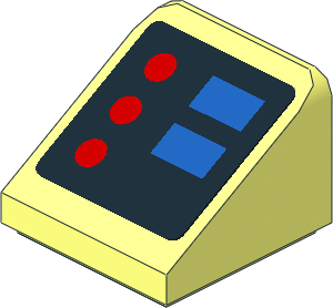 Slope Brick 31  1 x  1 x 0.667 with Red and Blue Buttons Sticker